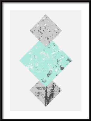 Plakat geometryczny trzy kwadraty z teksturką