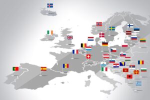 Fototapeta Europa z Flagami Państw — wzór 41512