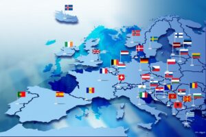 Fototapeta Europa z Flagami Państw — wzór 2