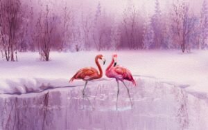 Fototapeta Para Flamingów — wzór 39814