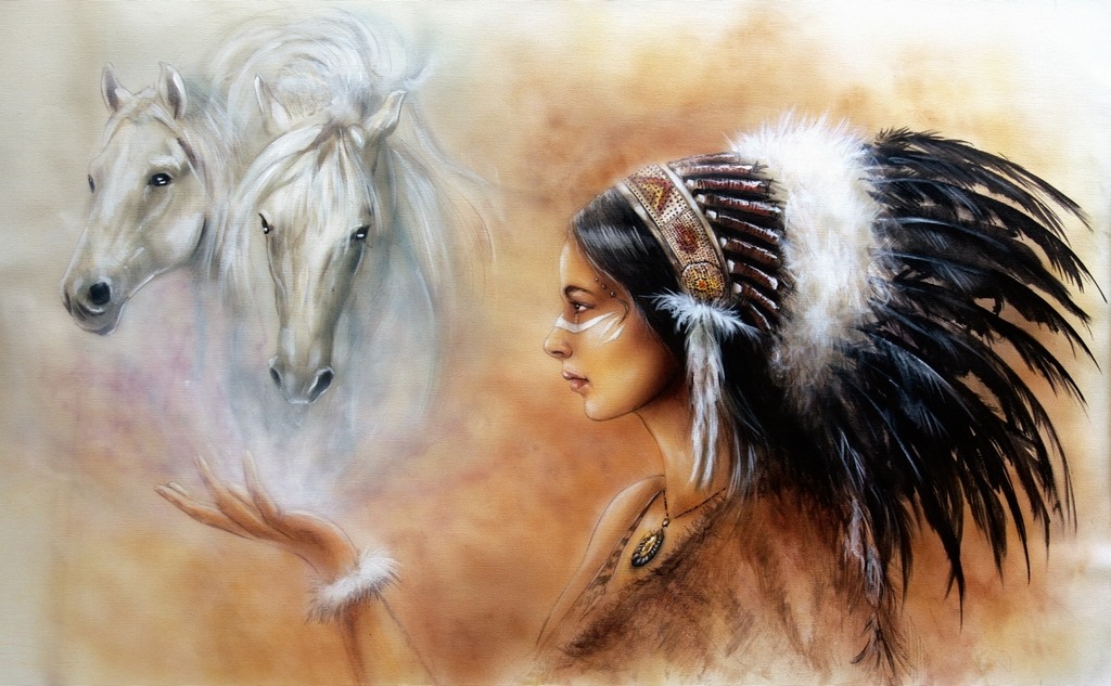 Obraz Indianka i Konie Obraz Indianka i Konie