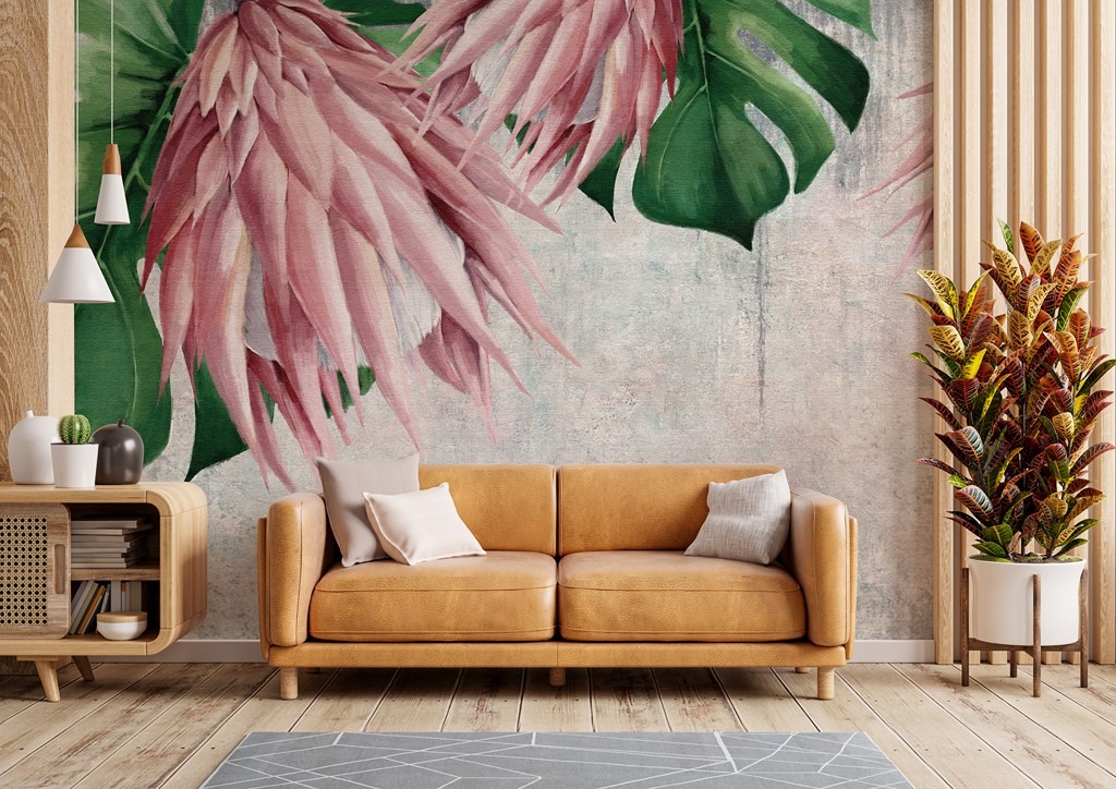 interior-living-room-wall-mockup-with-leather-sofa-decor-white-background-3d-rendering - Dimuro.pl