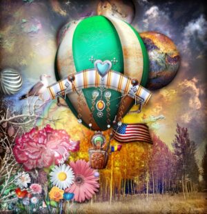 Fototapeta Balon i Kwiaty