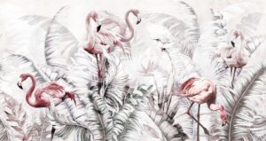 Fototapeta Flamingi Wśród Liści — wzór 2