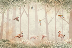 Fototapeta Flamingi  W Ogrodzie