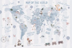 Fototapeta Mapa Świata Niebieskie Odcienie