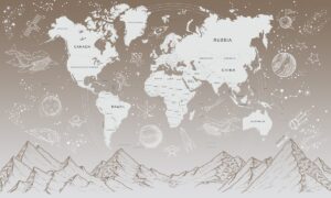 Fototapeta Mapa Świata Wśród Gwiazdozbiorów