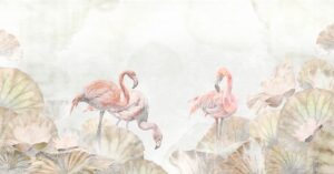 Fototapeta Flamingi Wśród Liści — wzór 3