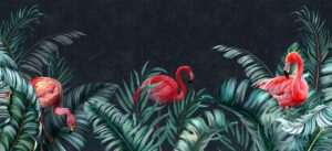 Fototapeta Flamingi W Tajemniczym Ogrodzie