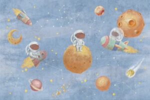 Fototapeta Mali Astronauci Wśród Gwiazd