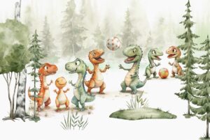 Fototapeta Dinoświat – Mecz Wśród Drzew